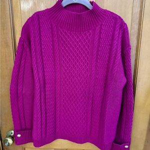 Talbots Fuchsia Cable Knit Turtleneck Sweater